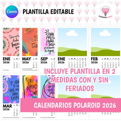 PLANTILLLA CALENDARIO POLAROID 2026