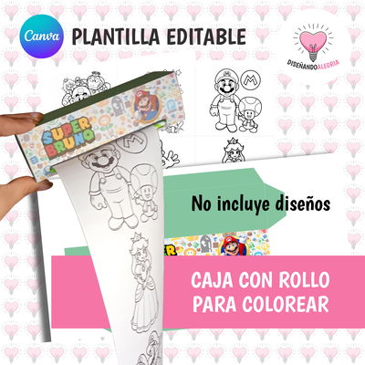 PLANTILLA CAJA CON ROLLO PARA COLOREAR 