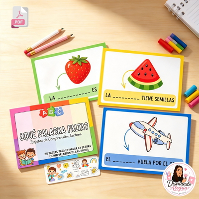 ¿QUÉ PALABRA FALTA? - TARJETAS DE COMPRENSIÓN LECTORA