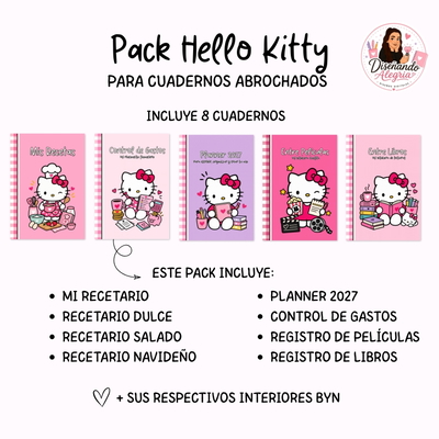PACK CUADERNOS HELLO KITTY TAPAS + INTERIOR 