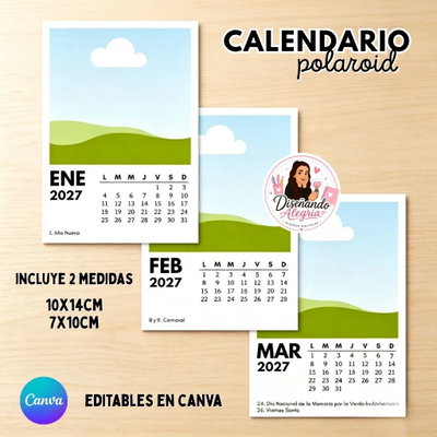 PLANTILLLA CALENDARIO POLAROID 2027