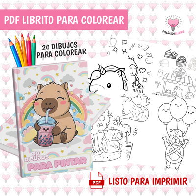 PDF LIBRO PARA COLOREAR CAPIBARA ROSA