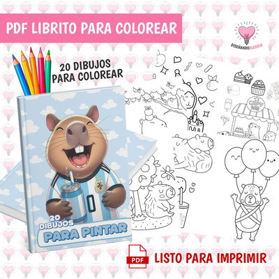 PDF LIBRO PARA COLOREAR CAPIBARA CELESTE