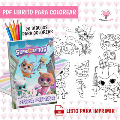PDF LIBRO PARA COLOREAR SUPER GATITOS