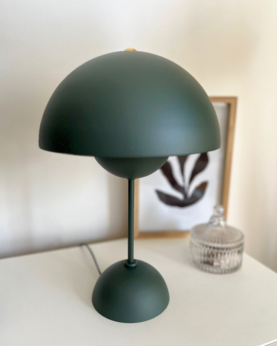 Velador Flowerpot Verde Musgo Luz Mesa