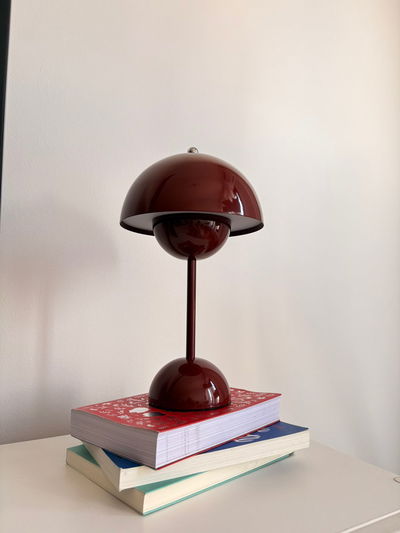 Lámpara LED Inalámbrica de Hierro Semicircular Doble Bordó