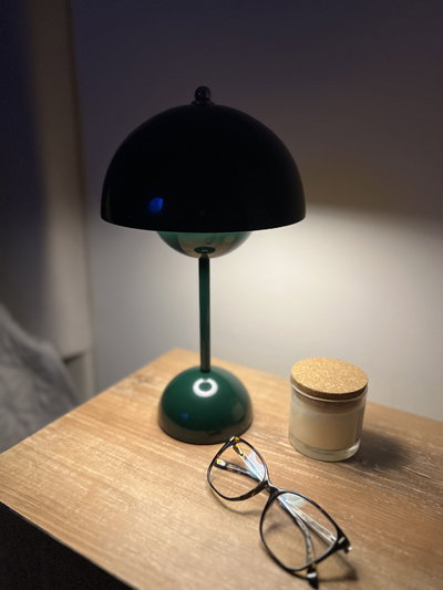 Lámpara Flowerpot LED Inalámbrica de Hierro Semicircular Doble verde oscuro