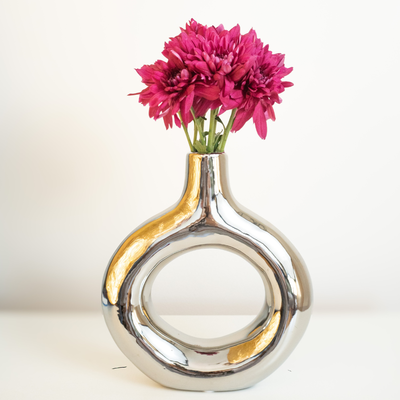 Jarrón De Ceramica Plateado Cote