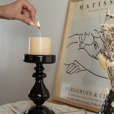 Candelabro De Vidrio Gress Marrón Oscuro