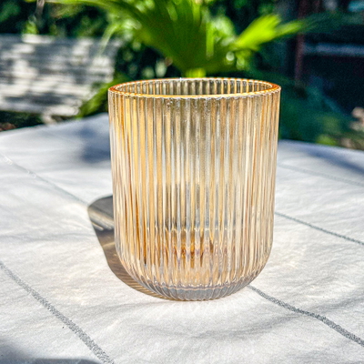 Vasos vidrio líneas ambar x 6 unidades