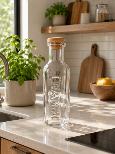 Botella de vidrio transparente Whater 1L
