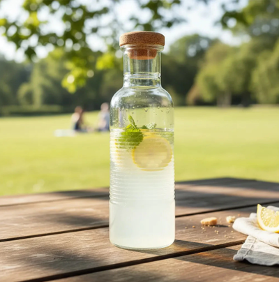Botella de vidrio transparente 1L
