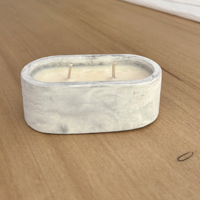 Vela de Cera de Soja Aromática Óvalo mini 10x3.5x5cm cemento blanco