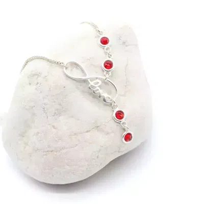 Collar de Plata 925 LOVE, Dije Infinito y Cristales Rojos de Austria®