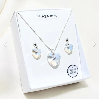 CONJUNTO PLATA 925-LUA SWAROSKI