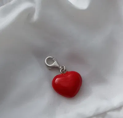 Dije estilo charm plata 925 corazón esmaltado rojo