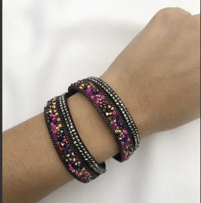PULSERA CUERO MICROCRISTALES-LUA JOYAS