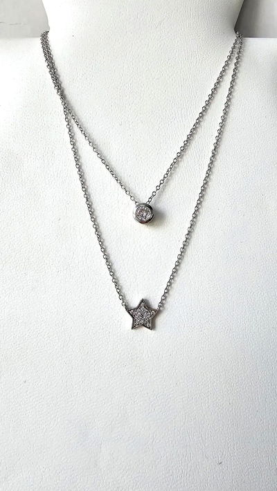 Collar Doble LUA – Plata 925 con Zirconia y Micropavé