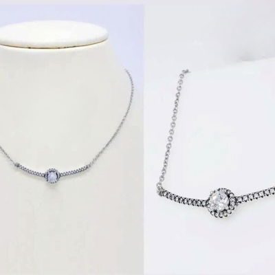 Collar estilo Pandora con zircon circular y micropavé a los costados