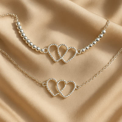 PULSERA DOBLE CORAZÓN ENLAZADO PLATA 925 – LUA SILVER COLLECTION