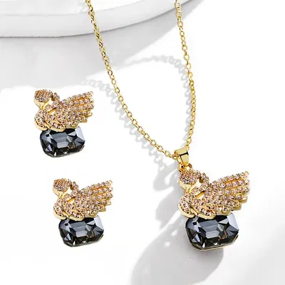 Conjunto Collar y Aros “Cisne con Alas” – Baño de Oro