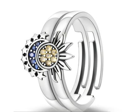 Anillo Sol y Luna – Plata 925 Regulable