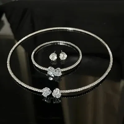 Conjunto Loved – Choker, Pulsera y Aros con Zircones Brillantes