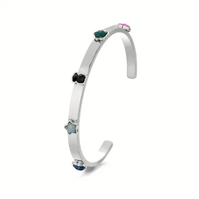 Esclava Tous – Rodio y Oro Rose 18K con Piedras Ónix, Amatista y Zircones