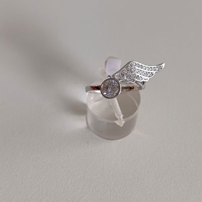 Anillo Alas en Plata 925 Rodinada con Micropavé y Zircon