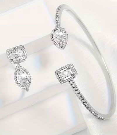 Pulsera  Plata Rodinada con Micropavee