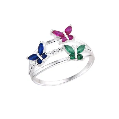 Anillo de Plata 925 con Mariposas y Zircones