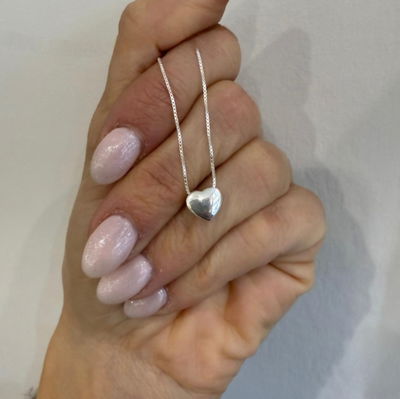 Collar Plata 925 con Dije Corazón Liso – Cadena Veneciana