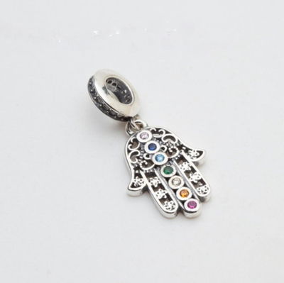 Charm Mano de Fátima 7 Chakras Plata 925 con Cubic Zirconia