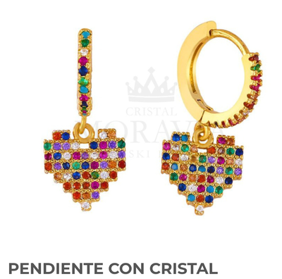 AROS DORADOS CORAZON MULTICOLOR