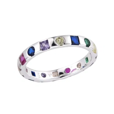 Anillo de Plata 925 Multicolor con Zircones