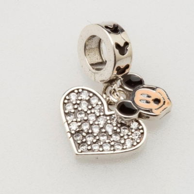 Dije Charm Mickey Corazón Colgante Plata 925 con Cubic – Compatible Pandora