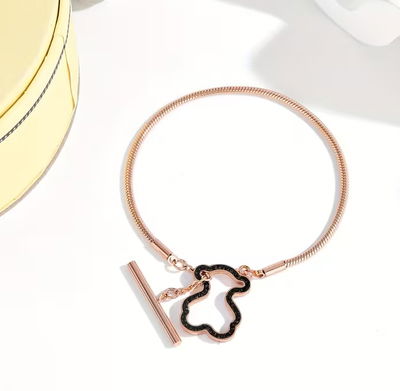 Pulsera Tous Rose con Zircones Negros – Baño Oro Rose 18k (adaptable)