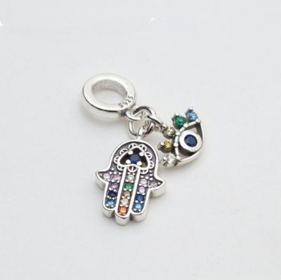 Charm Dije Manito y Ojito Plata 925 con Zircones