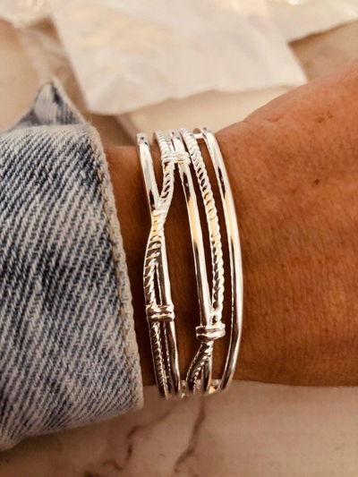 BRAZALETE HINDU ACERO BLANCO