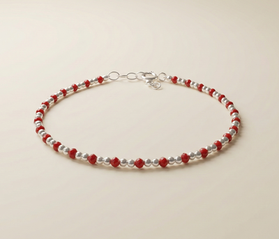 Pulsera de Bolitas de Plata 925 con Cristal Checo