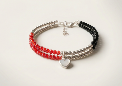 Pulsera de Plata 925 con Cristales Swarovski y Dije Corazón Nácar