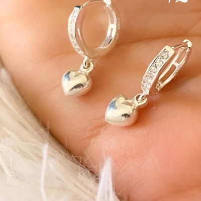 ARO ARGOLLA PLATA 925 Y DIJE CORAZON