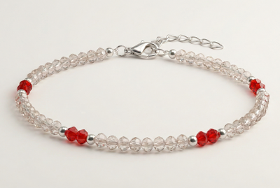 Pulsera de Bolitas de Plata 925 con Cristal Checo