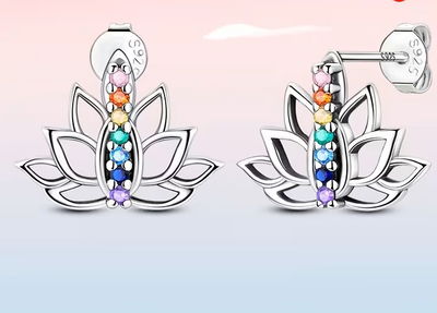 AROS PLATA 925 FLOR LOTO 7 CHAKRAS