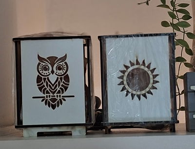 LAMPARA DE SAL MADERA DECO CUADRADA DIBUJOS