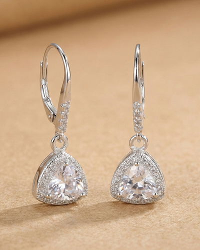 Aros de Plata 925 con Zircón Trilliant y Micropavé – Cierre Brisura