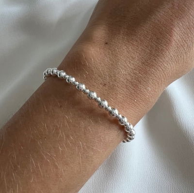 PULSERA PLATA LISA BOLITAS