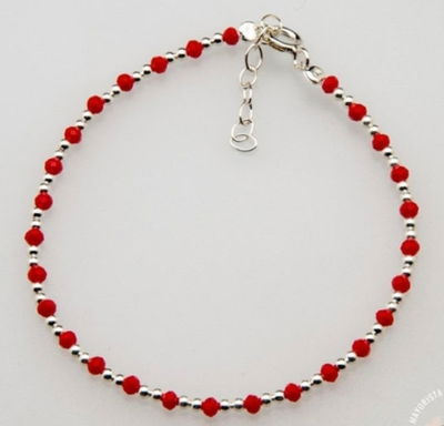 Pulsera de Bolitas de Plata 925 con Cristal Checo