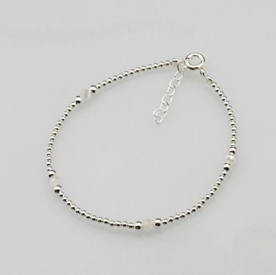 PULSERA PLATA LISA CON PERLA RIO