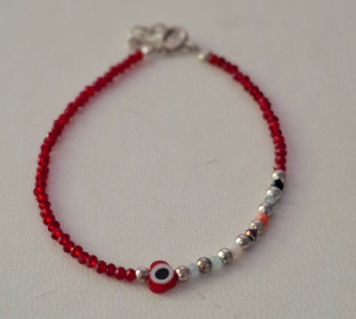 PULSERA PLATA CRISTAL CHECO OJO TURCO